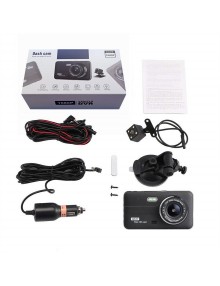 4 "IPS high definition 1080P auto data recorder front and rear dual lens support reverse image cardvr black