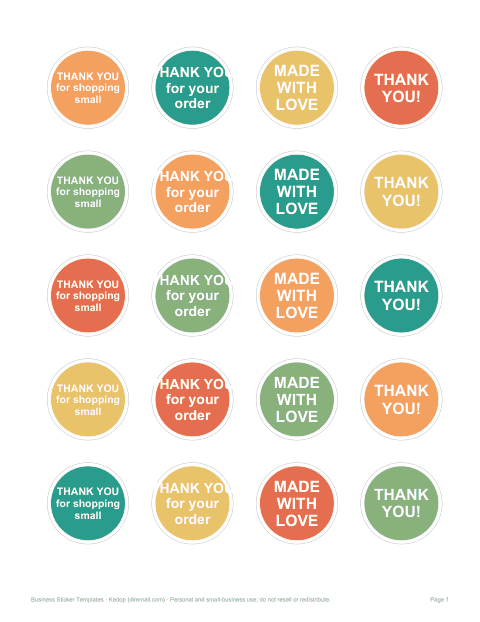 Preview of the first page of Thank-you stickers