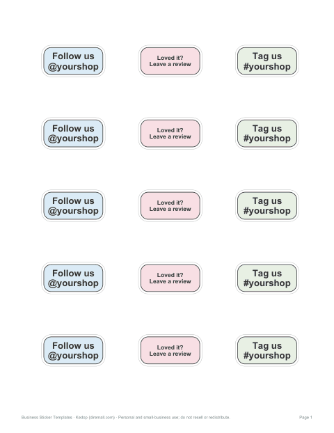 Preview of the first page of Social and review stickers