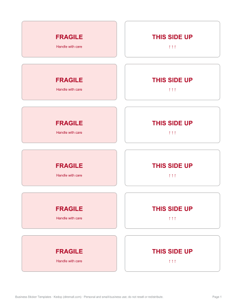 Preview of the first page of Fragile labels